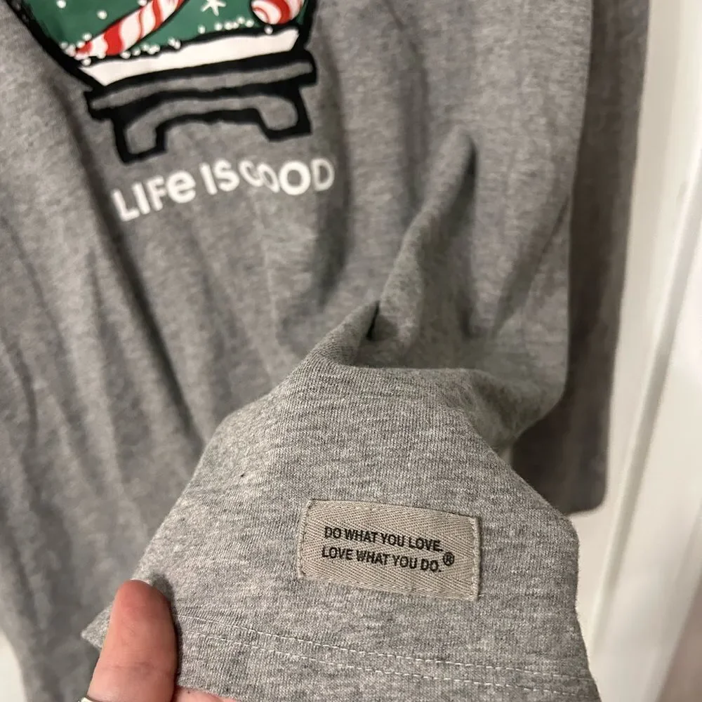 Life Is Good Gray Shirt with Festive Design